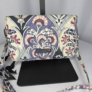 Vera Bradley Floral Quilt Crossbody Wallet | RFID Zip Around | Adjustable Strap